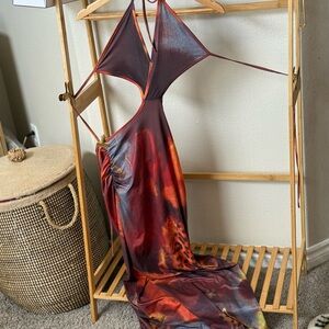 Multicolor Halter Maxi Dress